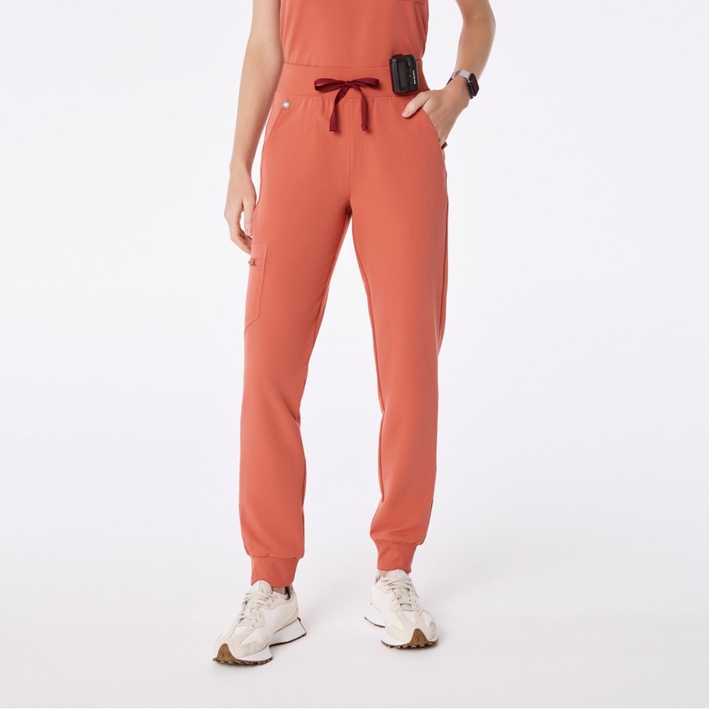 Figs High Waist Zamora Jogger Scrub Pants Nurse Doctor 3186 Terracotta Small